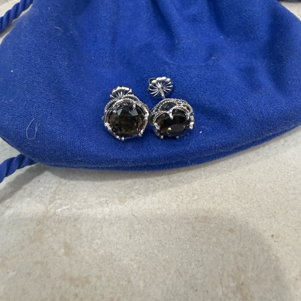 Tacori Smoky Quartz and Sterling Silver Stud Earrings